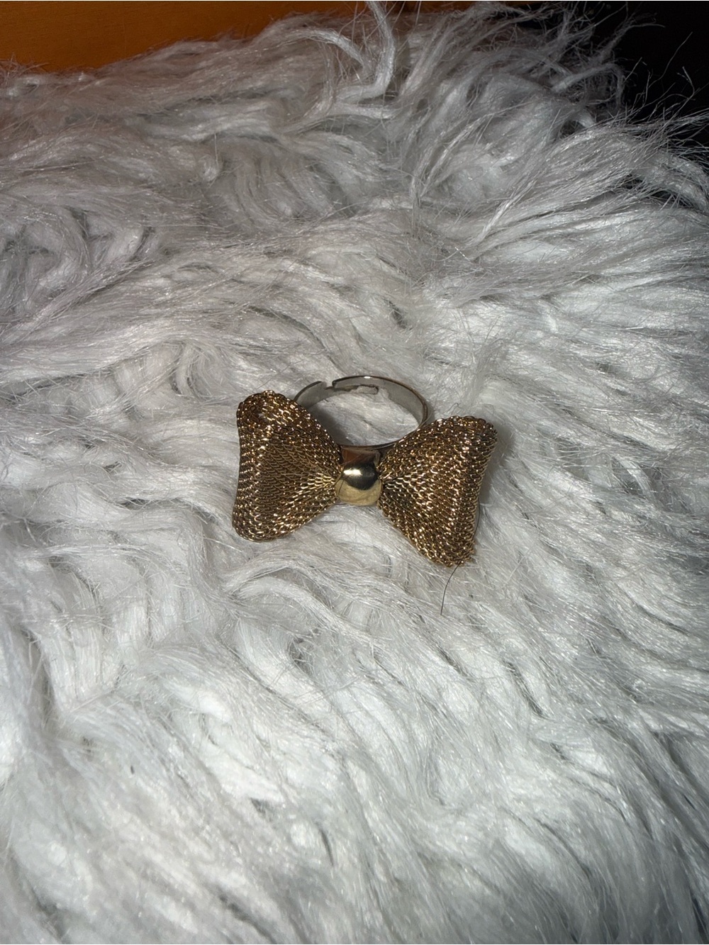 Gold Bow Ring - Mesh Bow Statement Ring